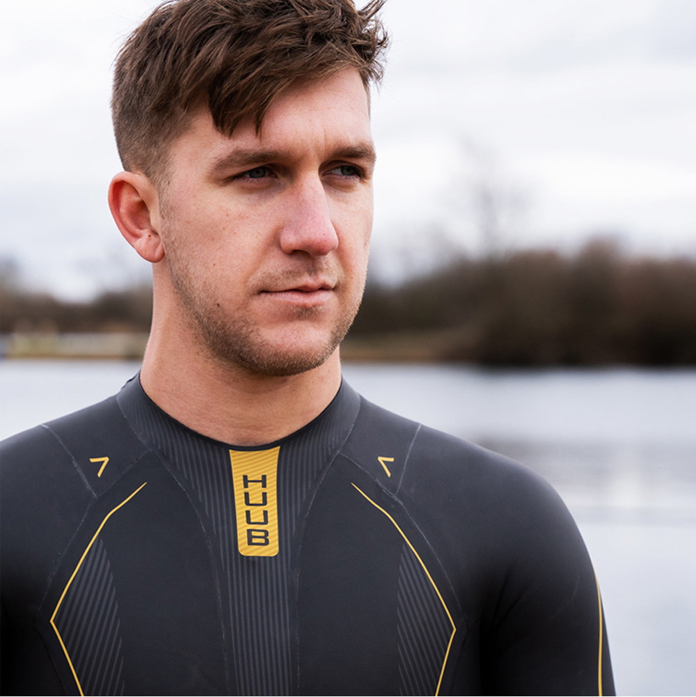 2026 Huub Mens Alchemy 3/5mm Back Zip Swim Wetsuit ALCHEMY1 - Black / Grey / Gold